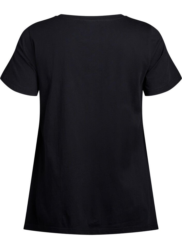 T-Shirt mit Rundhalsausschnitt und A-Linie, Schwarz, Packshot image number 1