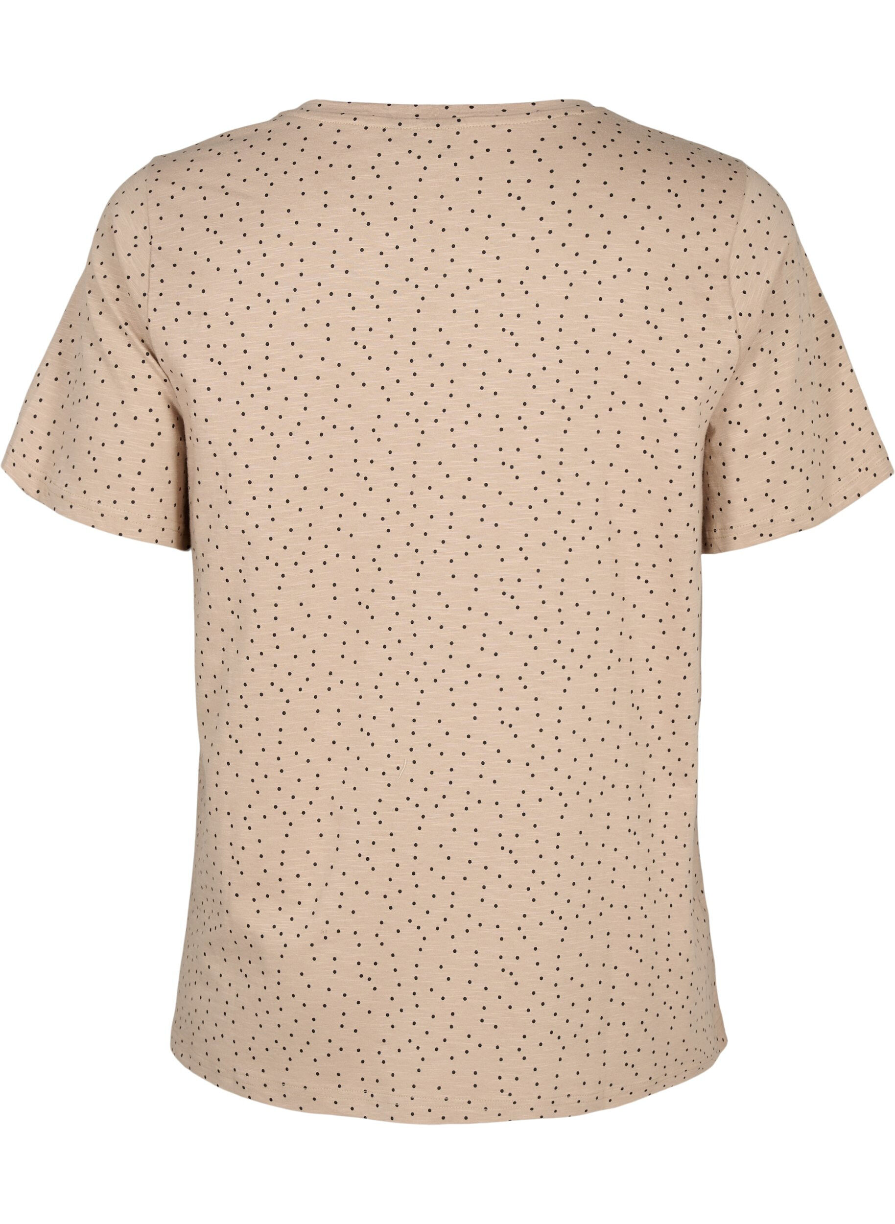 Zizzi T-Shirt aus Bio-Baumwolle mit Punkten, Beige, Packshot image number 1