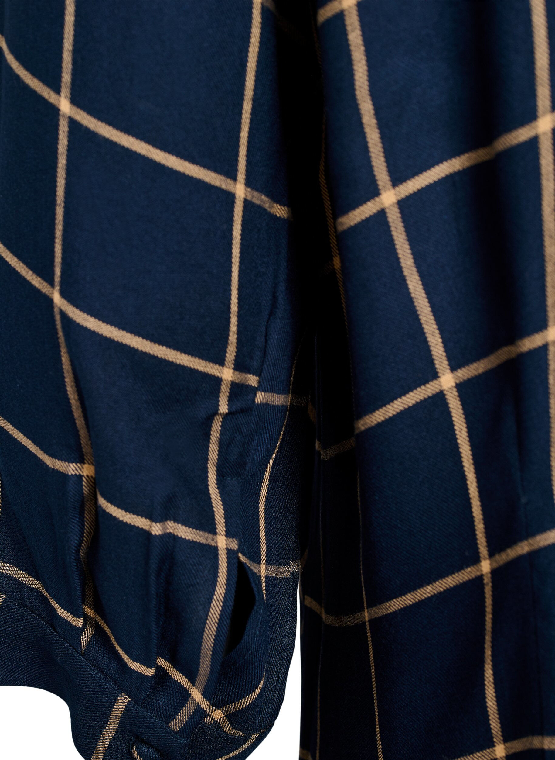 Zizzi Robe chemise longue &agrave; carreaux, Bleu, Packshot image number 3