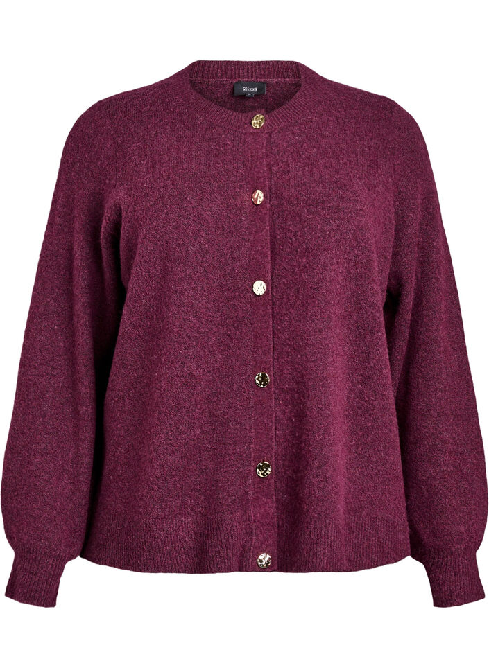 Cardigan en maille douce avec boutons dorés, Bordeaux foncé, Packshot image number 0