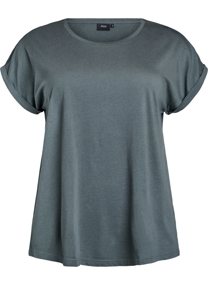 Kurz&auml;rmeliges T-Shirt aus einer Baumwollmischung, Gr&uuml;n, Packshot image number 0