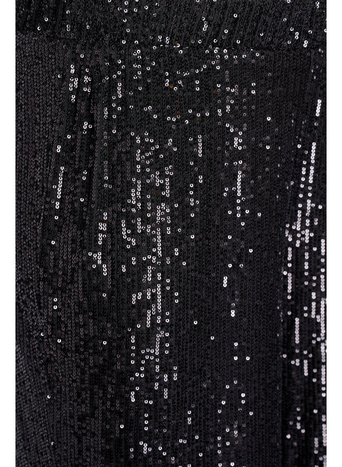 Hoch taillierte Paillettenhose mit weiten Beinen, Schwarz, Packshot image number 2