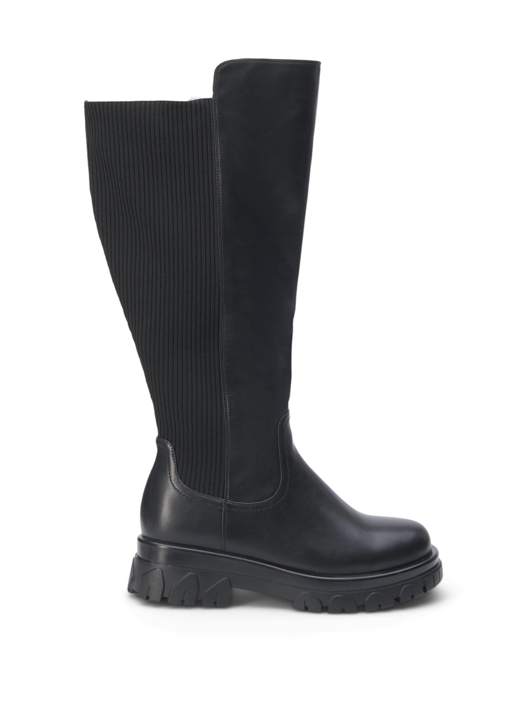 Zizzi Extra-Weite - Hoher Stiefel mit Gummizug und Rei&szlig;verschluss, Schwarz, Packshot image number 0