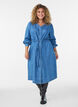 Robe en jean avec col en V et ceinture &agrave; nouer, Bleu Clair, Model image number 1