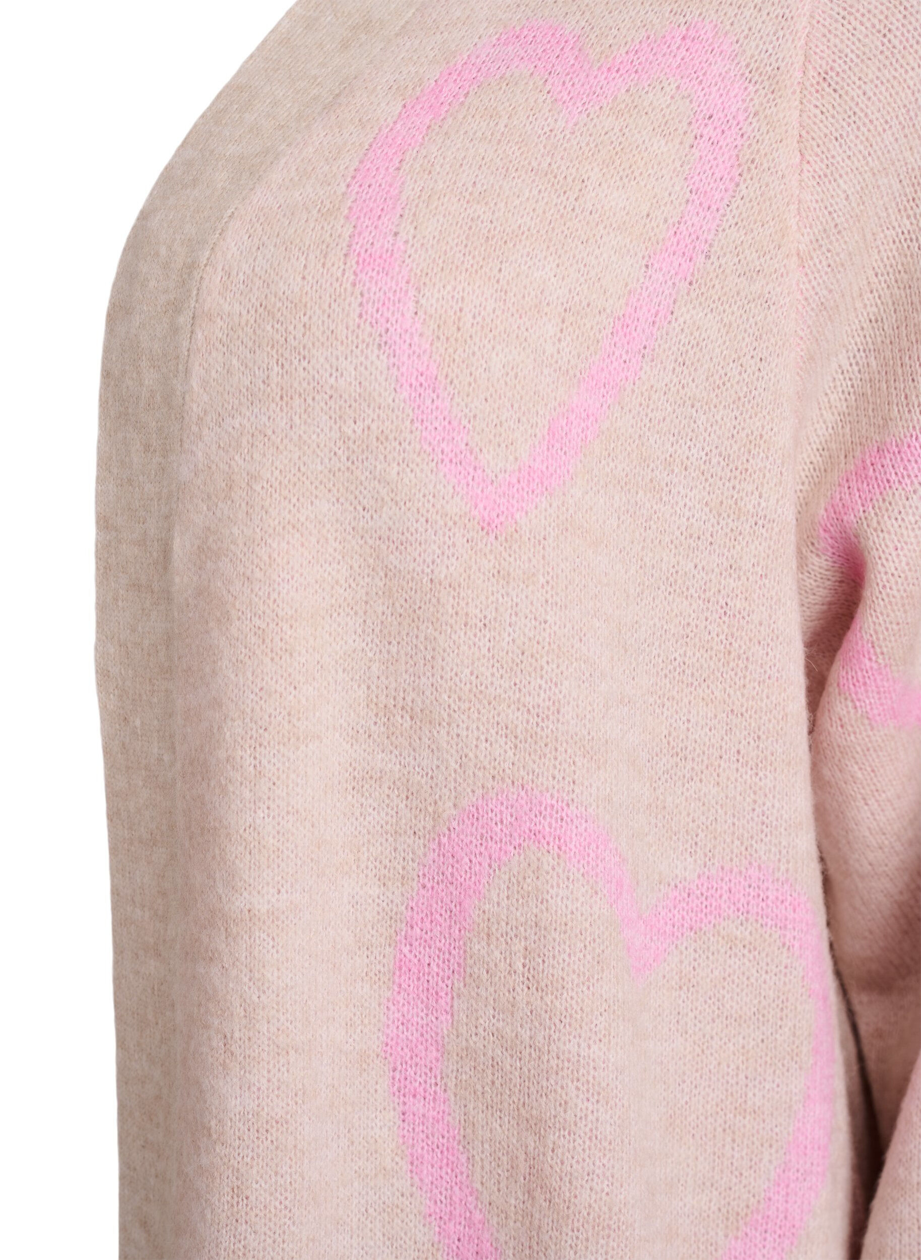 Zizzi Long cardigan &agrave; c&oelig;urs ton sur ton, Beige, Packshot image number 2