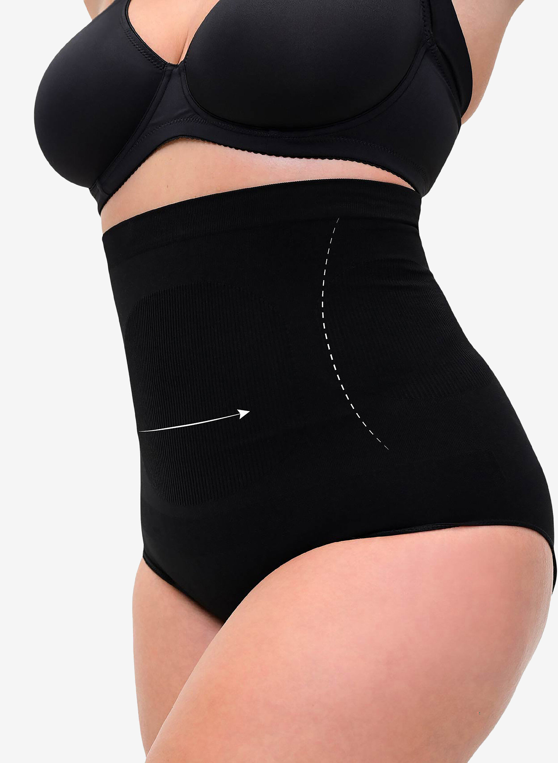 Hochtaillierter Shapewear Slip, Schwarz, Model