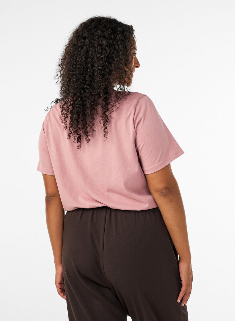 T-shirt imprim&eacute;, Rose poudr&eacute;e, Model image number 2