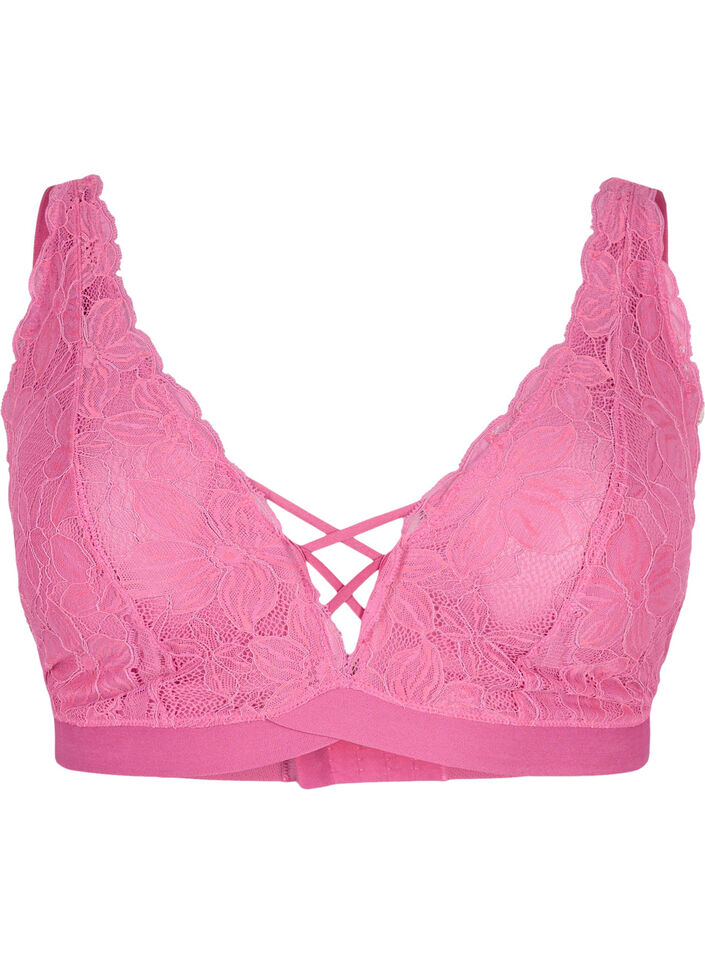Support the breasts - Soutien-gorge en dentelle avec détails , Rose, Packshot image number 0