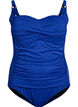 Wattierter Badeanzug mit Drapierung, Blau, Packshot image number 0