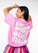 T-Shirt aus Bio-Baumwolle mit Textmotiv, Pink, Model image number 0