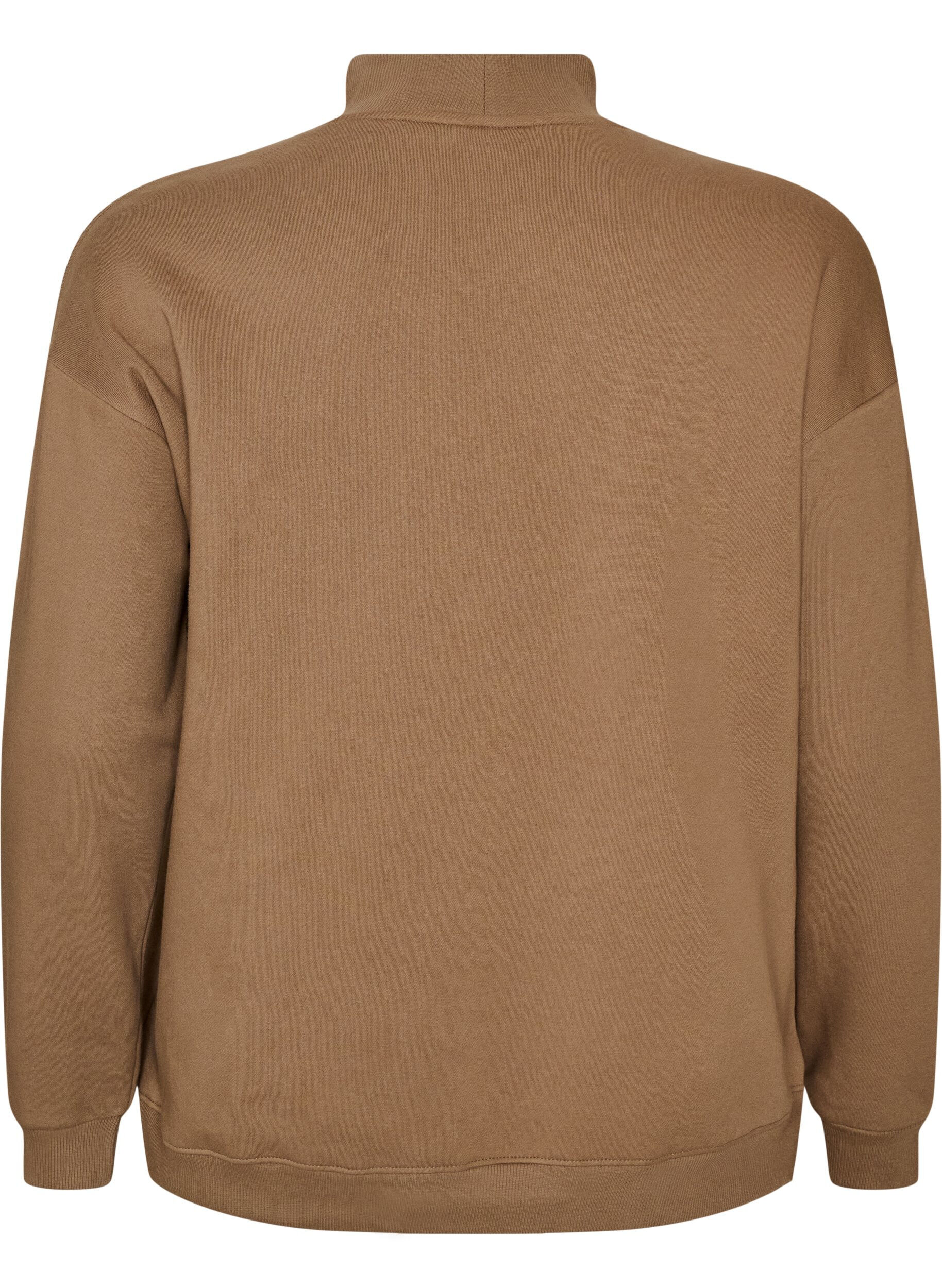 ZizziSweatshirt avec col montant et motif sportif sur le devant, Marron, Packshot image number 1