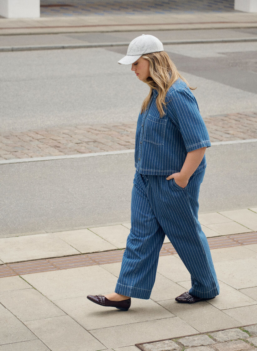 Jeans mit weitem Bein und Streifen, Blau, Image image number 0