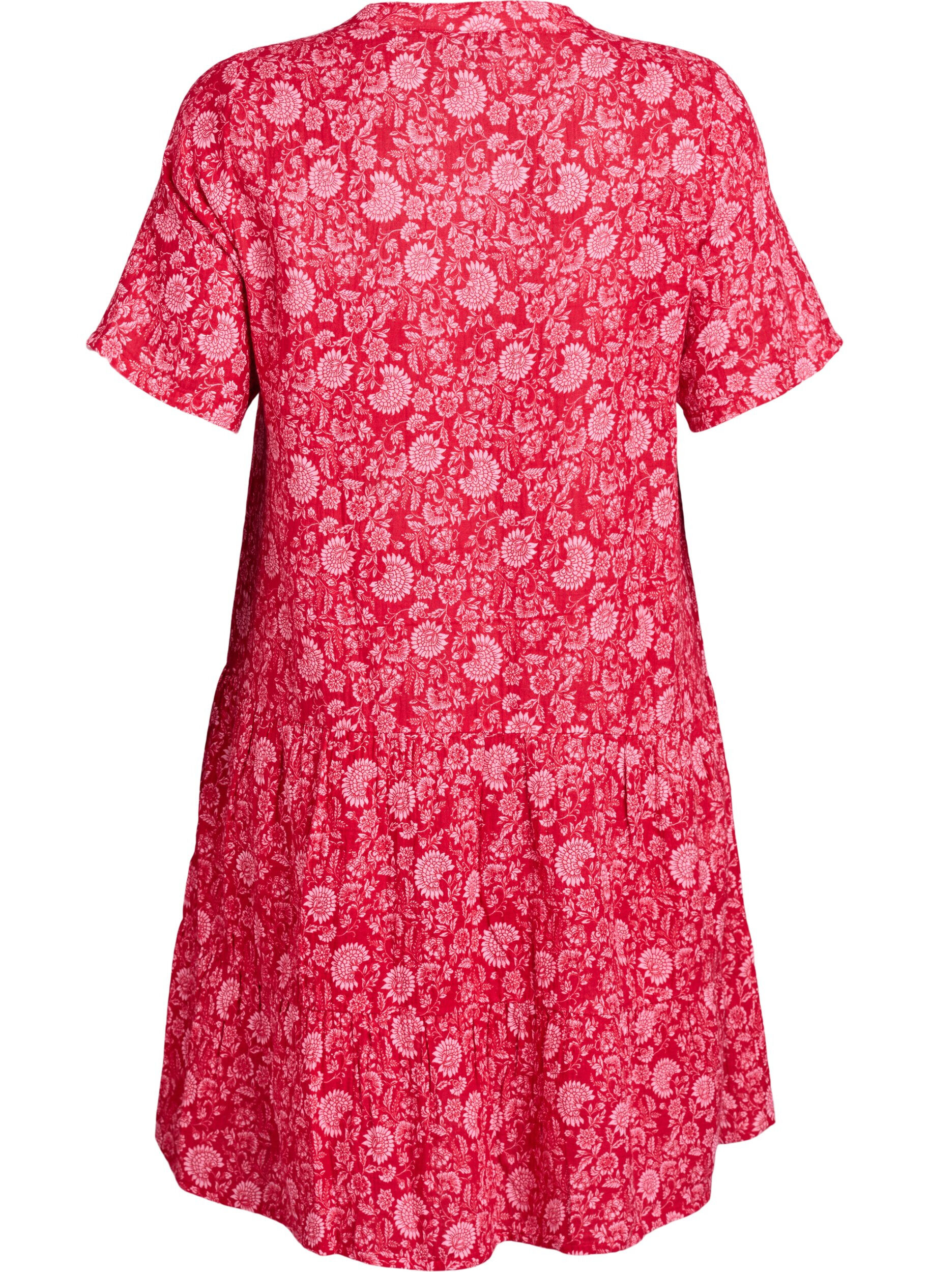Zizzi Kurzes A-Linien-Kleid aus Baumwollmusselin, Rot, Packshot image number 1