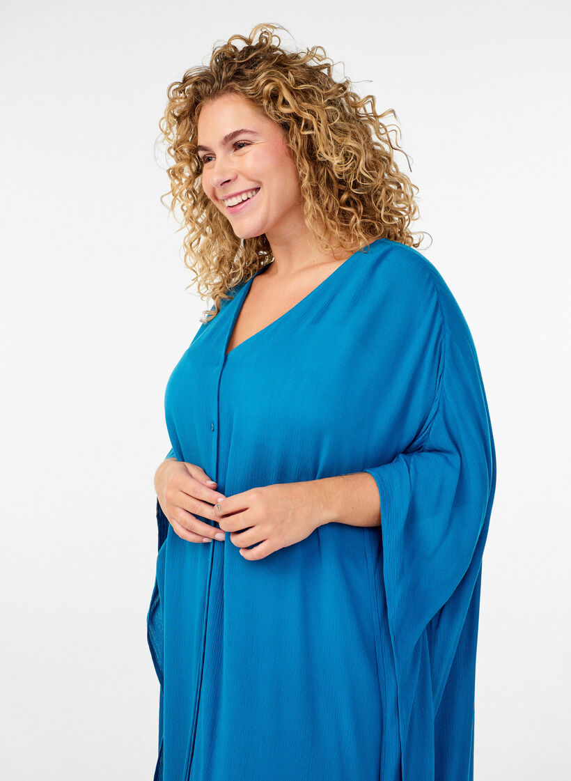 Kaftan-Strandkleid mit Kn&ouml;pfen, Blau, Model image number 2