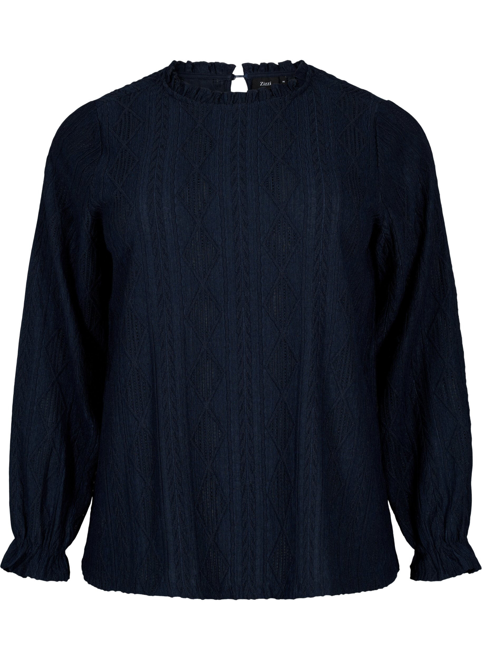 Zizzi Chemisier avec d&eacute;tails de volants et motif ton sur ton, Night Sky, Packshot image number 0