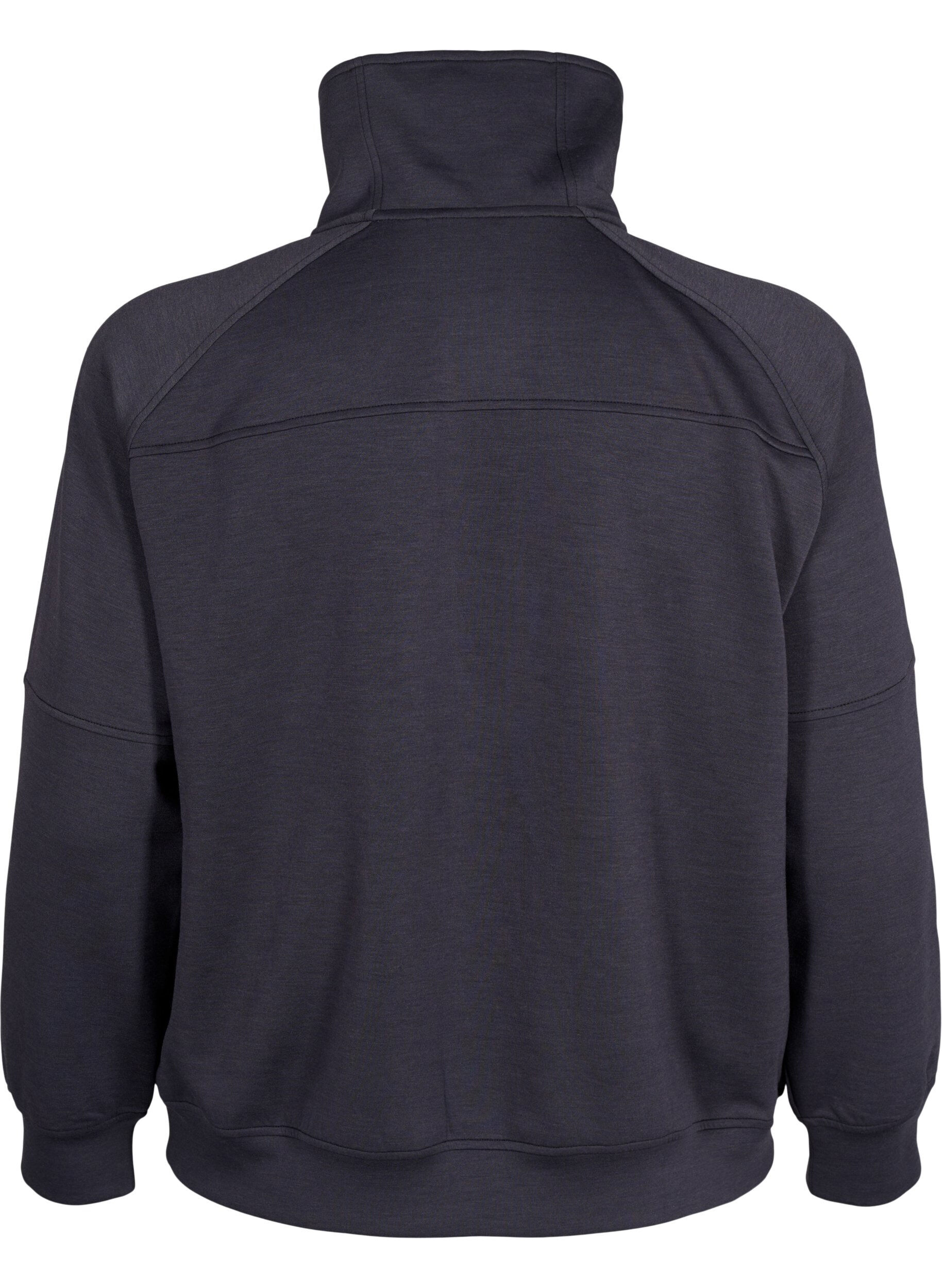 Zizzi Sportliches Sweatshirt mit hohem Kragen und Rei&szlig;verschluss, Asphalt, Packshot image number 1