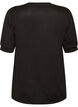 Bluse mit Knopfdetail und kurzen Puff&auml;rmeln, Schwarz, Packshot image number 1