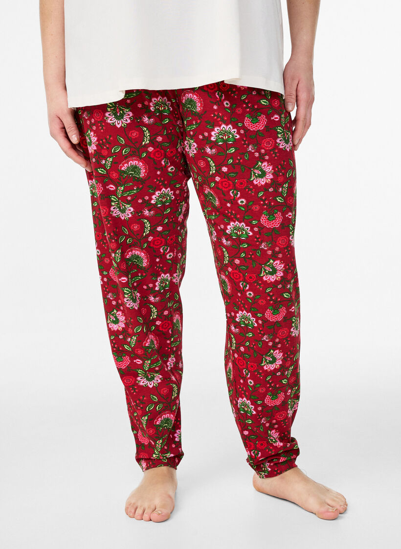 Pantalon de pyjama en coton avec imprim&eacute;, Rouge, Model image number 2