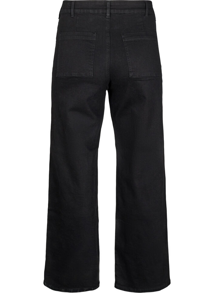 Jeans mit hoher Taille und weitem Bein, Schwarz, Packshot image number 1