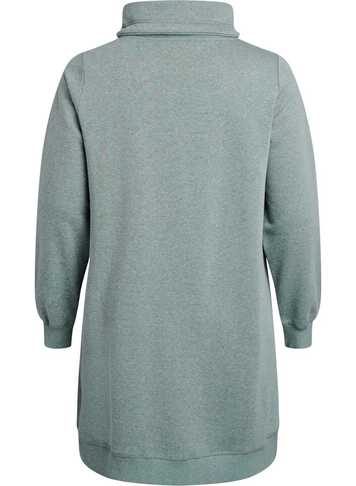 Robe sweat-shirt courte &agrave; col montant et poches, Vert, Packshot image number 1