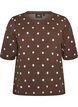 Blouse en maille &agrave; manches courtes &agrave; pois, Marron, Packshot image number 0