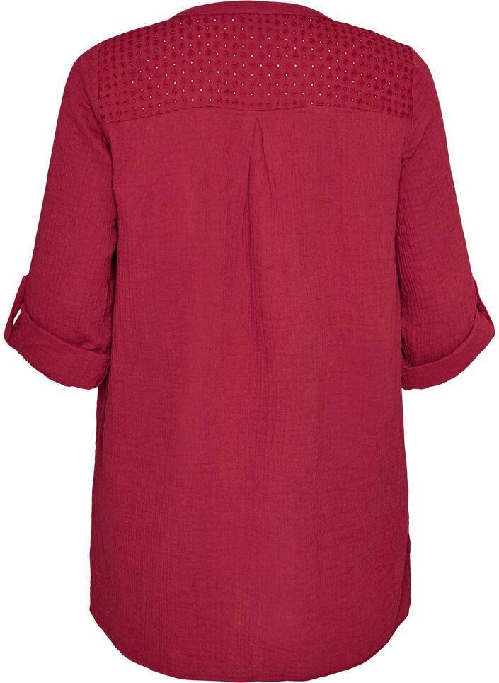 Tunique en mousseline de coton avec broderie anglaise, Rouge, Packshot image number 1