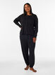 Cardigan en coton biologique avec broderie ajour&eacute;e, Noir, Model image number 1