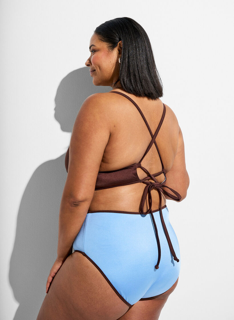 Wende-Bikinihose mit normaler Taillenh&ouml;he, Braun, Model image number 1