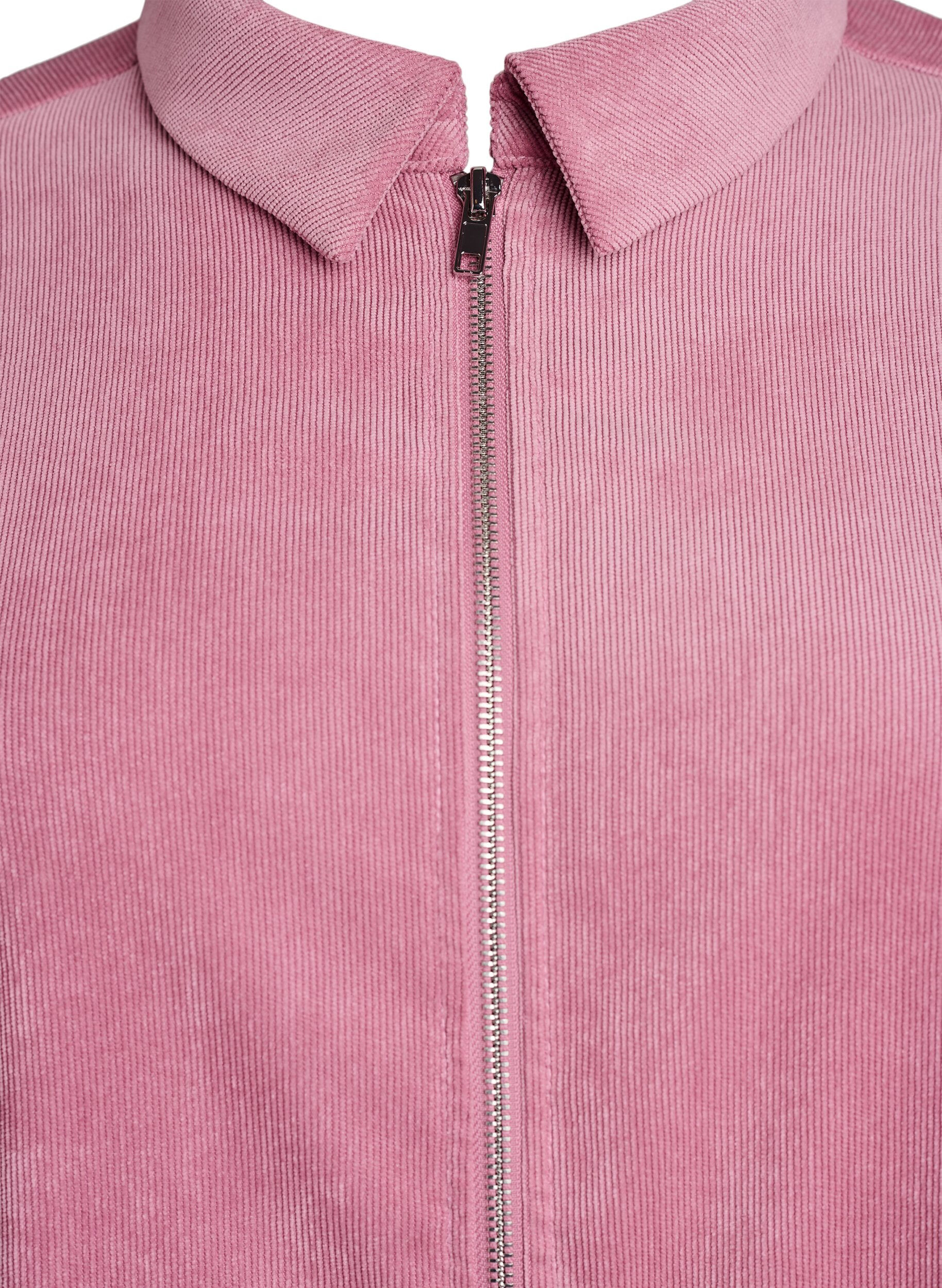 ZizziRobe en velours c&ocirc;tel&eacute; avec zip et manches 3/4, Rose, Packshot image number 2
