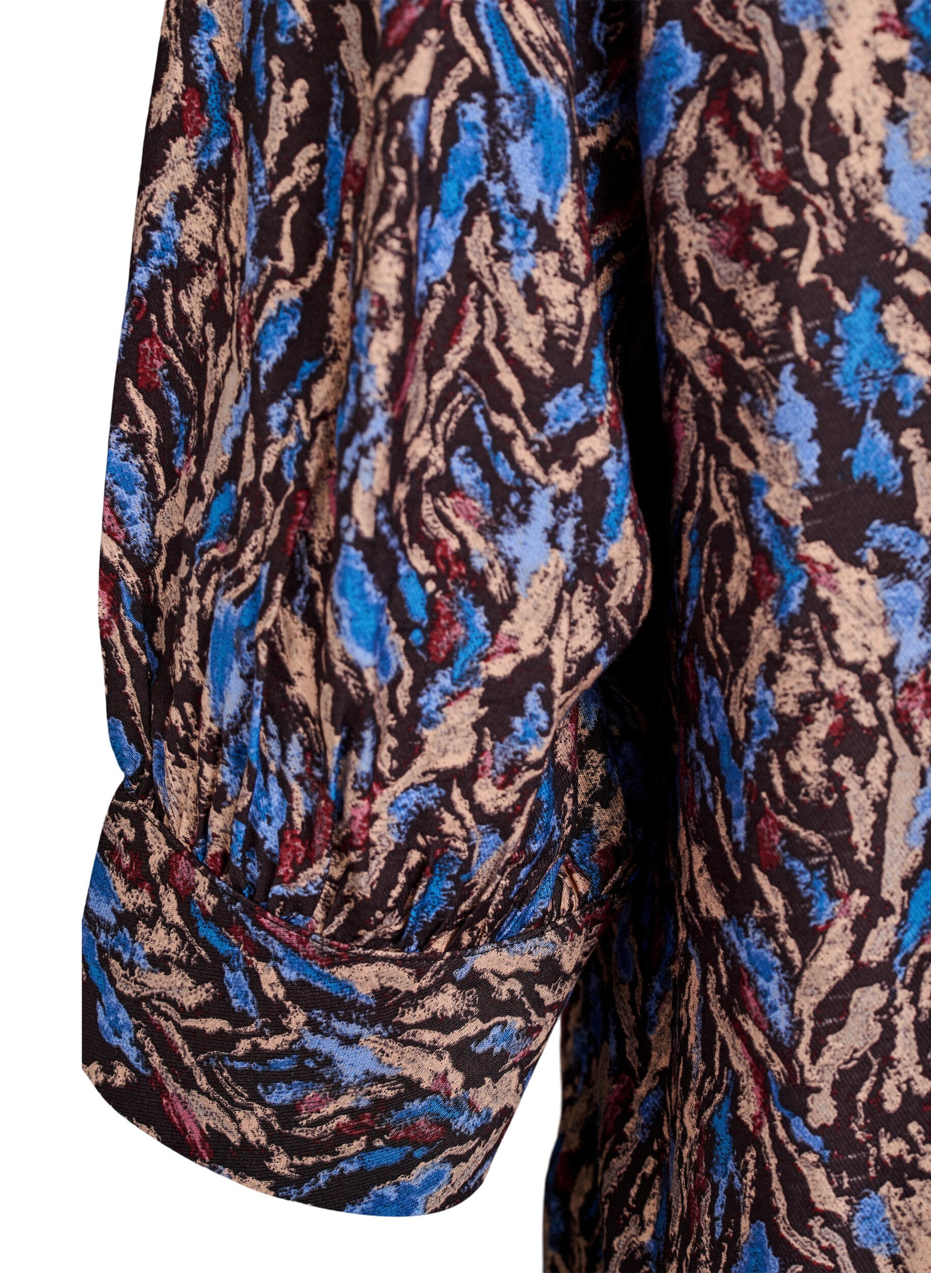 Zizzi Blouse avec col en V et manches 3/4, Bleu, Packshot image number 3