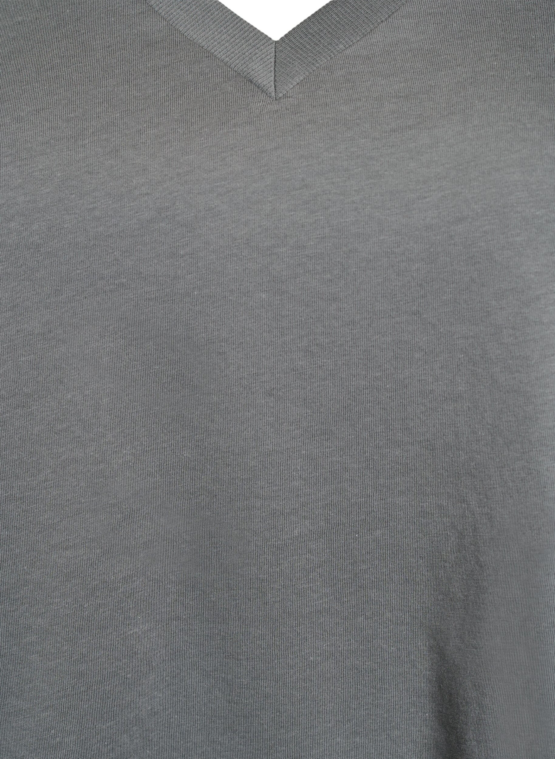 Zizzi Einfaches T-Shirt aus Baumwolle mit V-Ausschnitt., Gr&uuml;n, Packshot image number 2