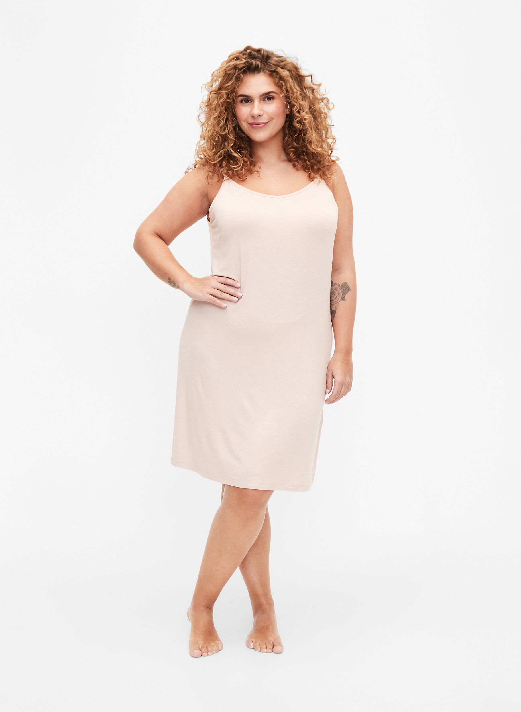 Zizzi Dessous de robe en viscose uni, Vanille, Model image number 1