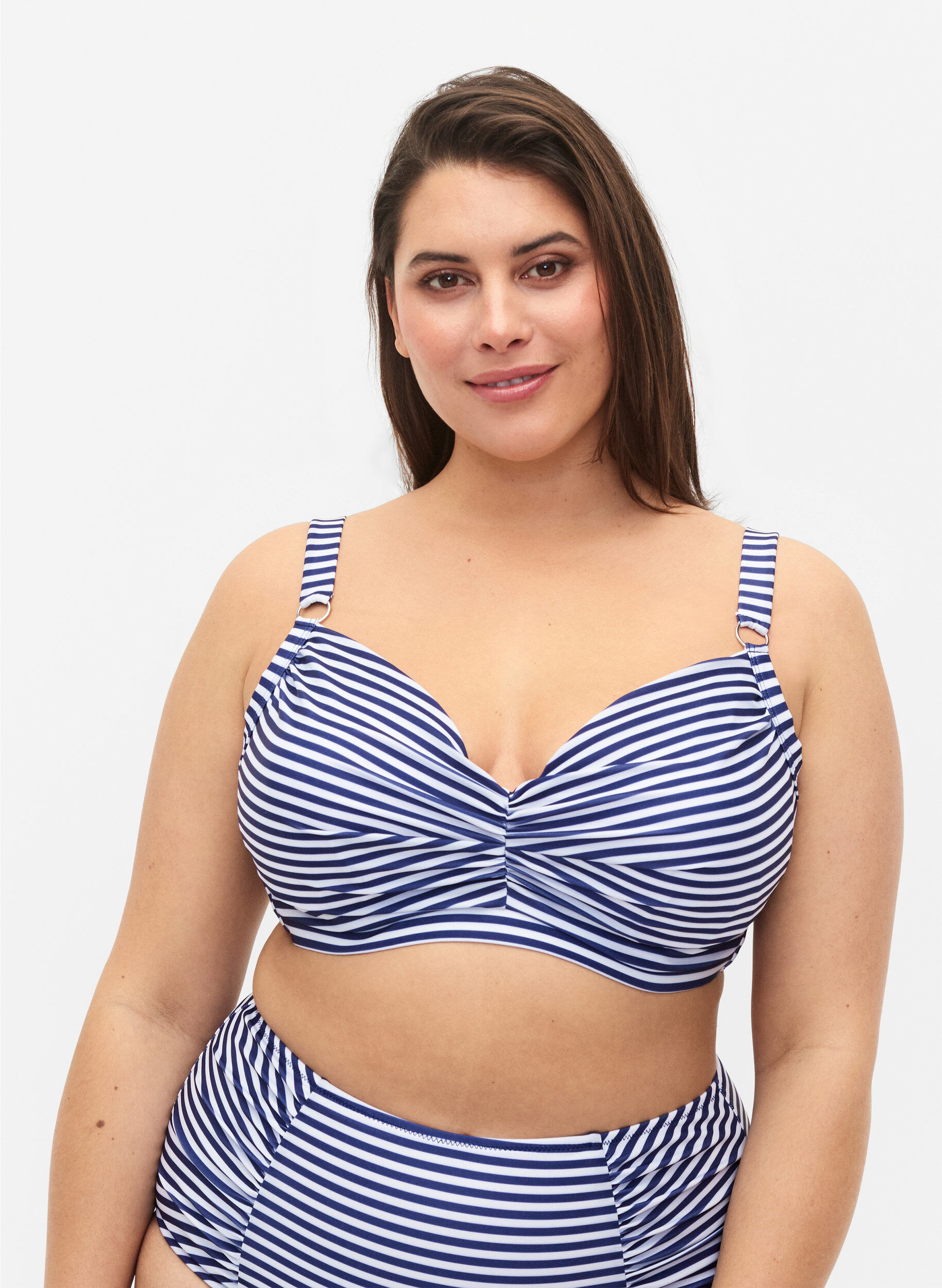 Zizzi Soutien-gorge de bikini imprim&eacute; avec armature, Blue Striped, Model image number 0