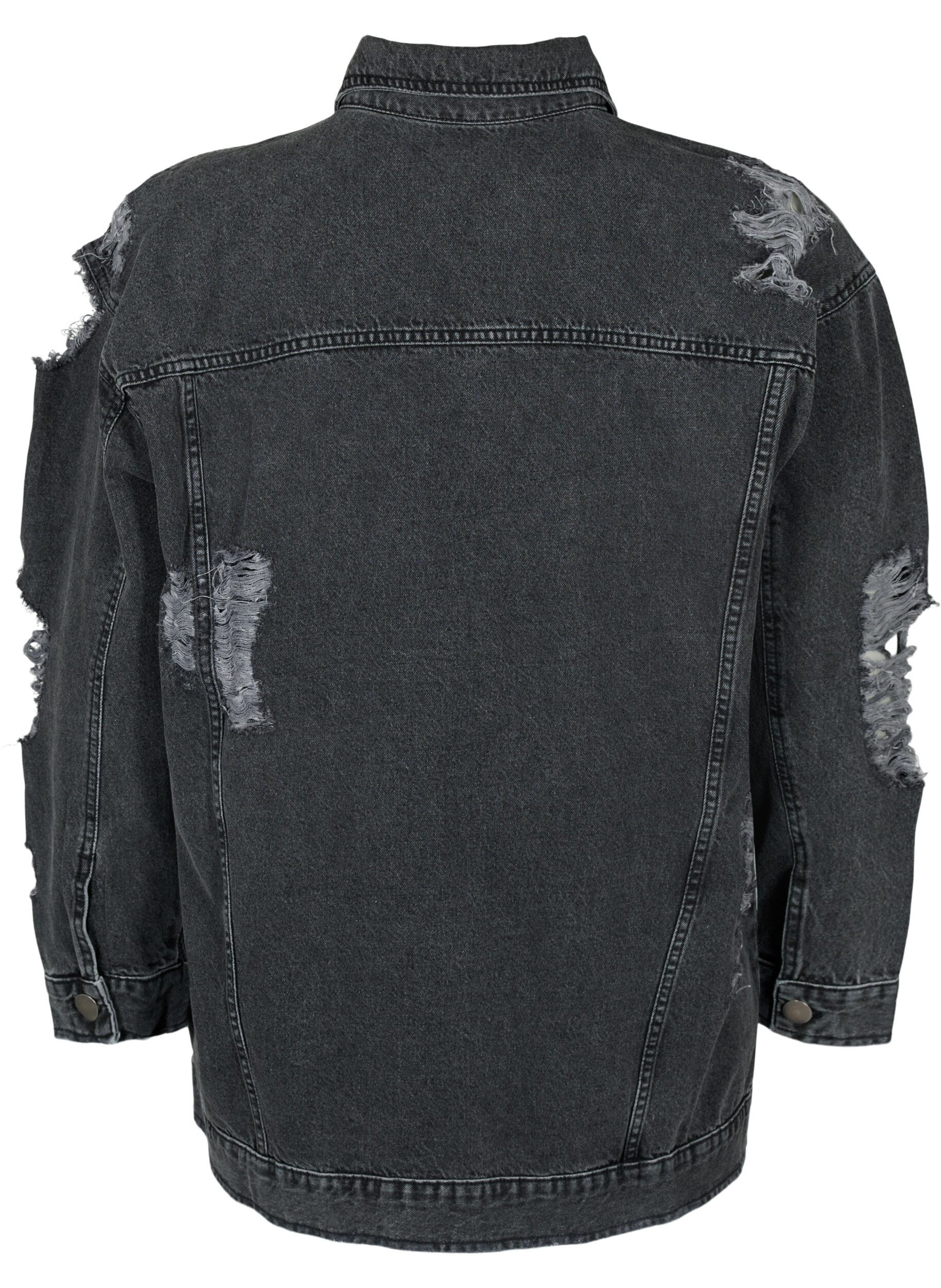 Zizzi Veste en jean ample avec d&eacute;tails de fente, Dark Grey Denim, Packshot image number 1
