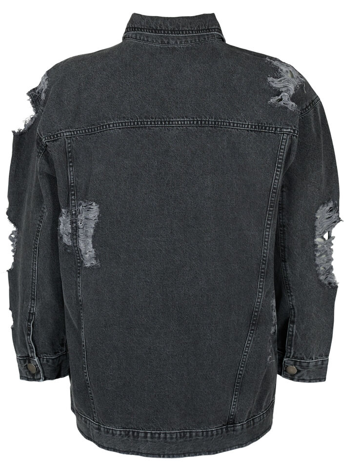 Veste en jean ample avec détails de fente, Dark Grey Denim, Packshot image number 1