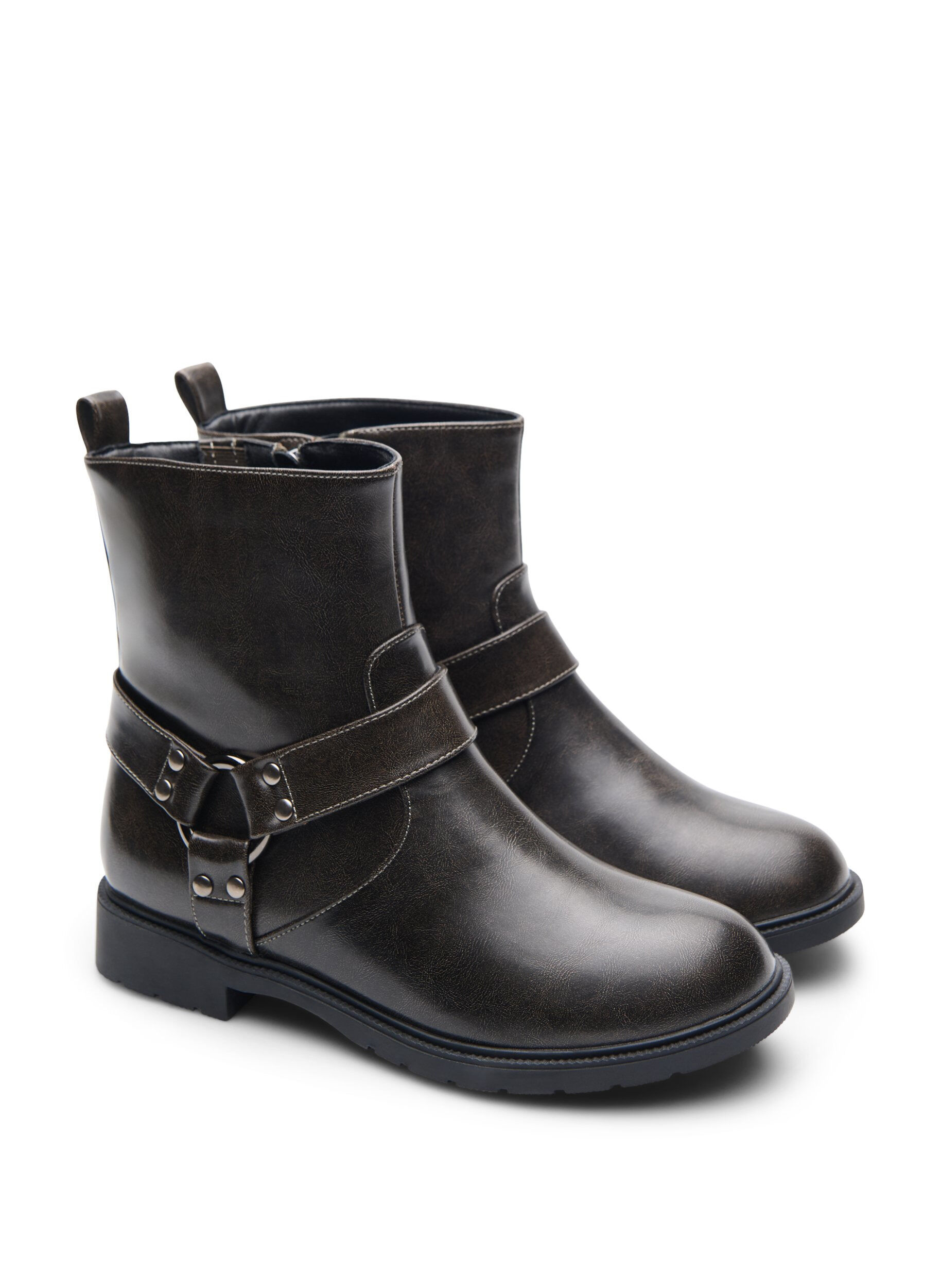 Zizzi Extra-Weite - Kurzer Biker-Stiefel, Braun, Packshot image number 1