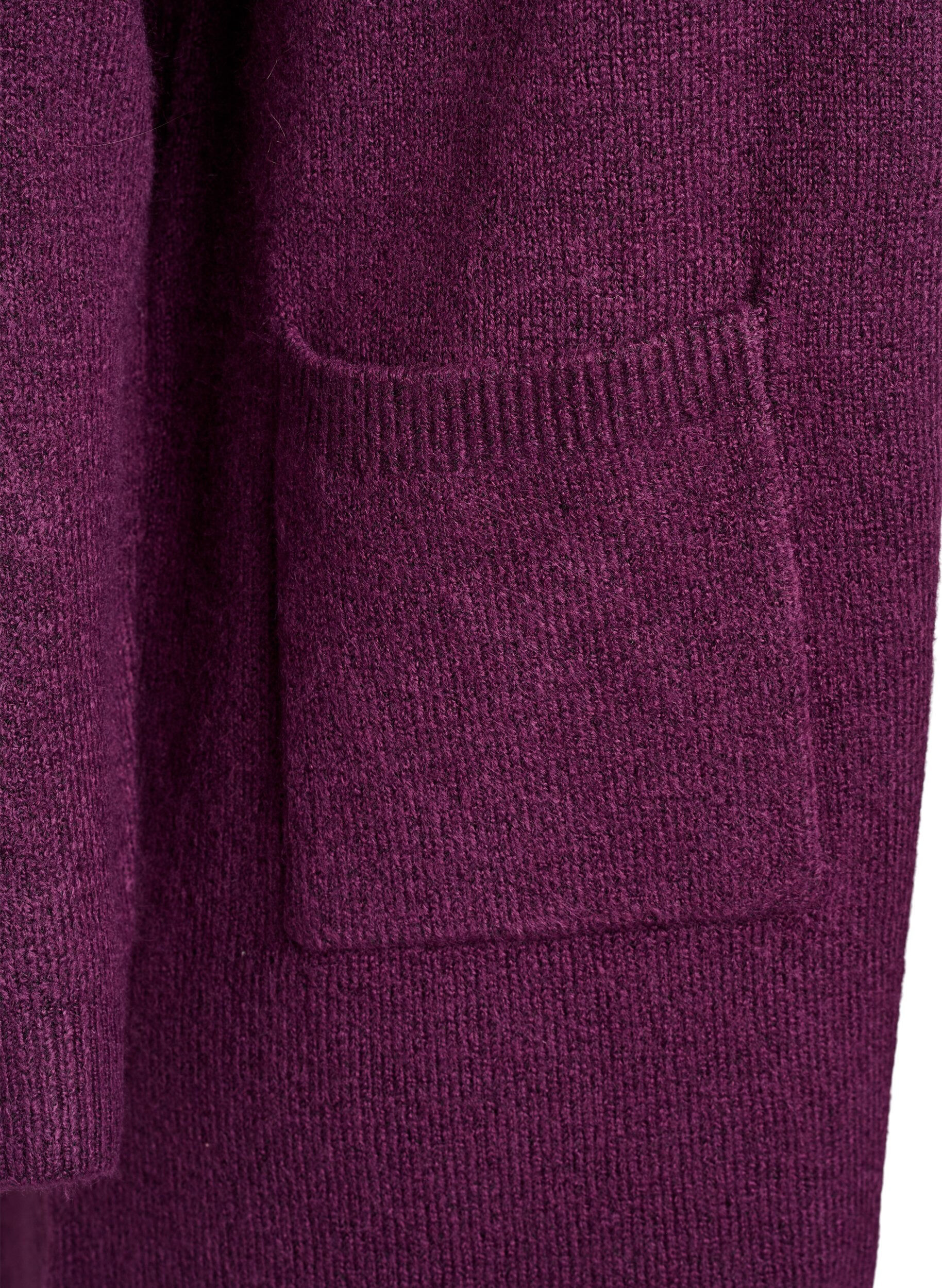 Zizzi Long cardigan tricot&eacute; avec poches, Violet, Packshot image number 2