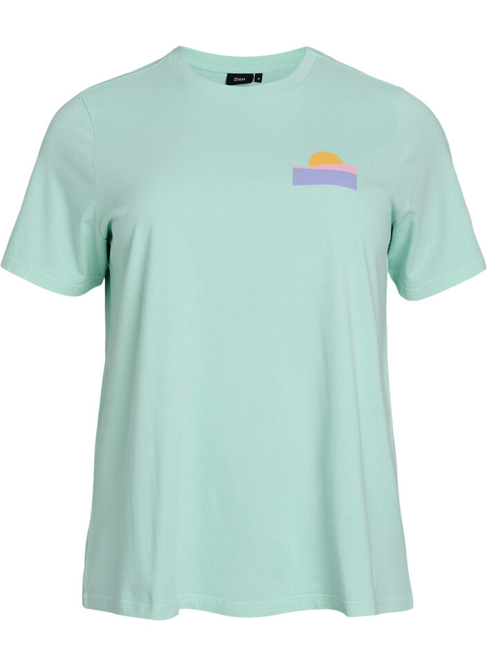 T-Shirt aus Bio-Baumwolle mit R&uuml;ckenprint, Gr&uuml;n, Packshot image number 0