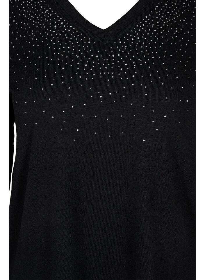 Blouse avec similis et manches longues, Black, Packshot image number 2