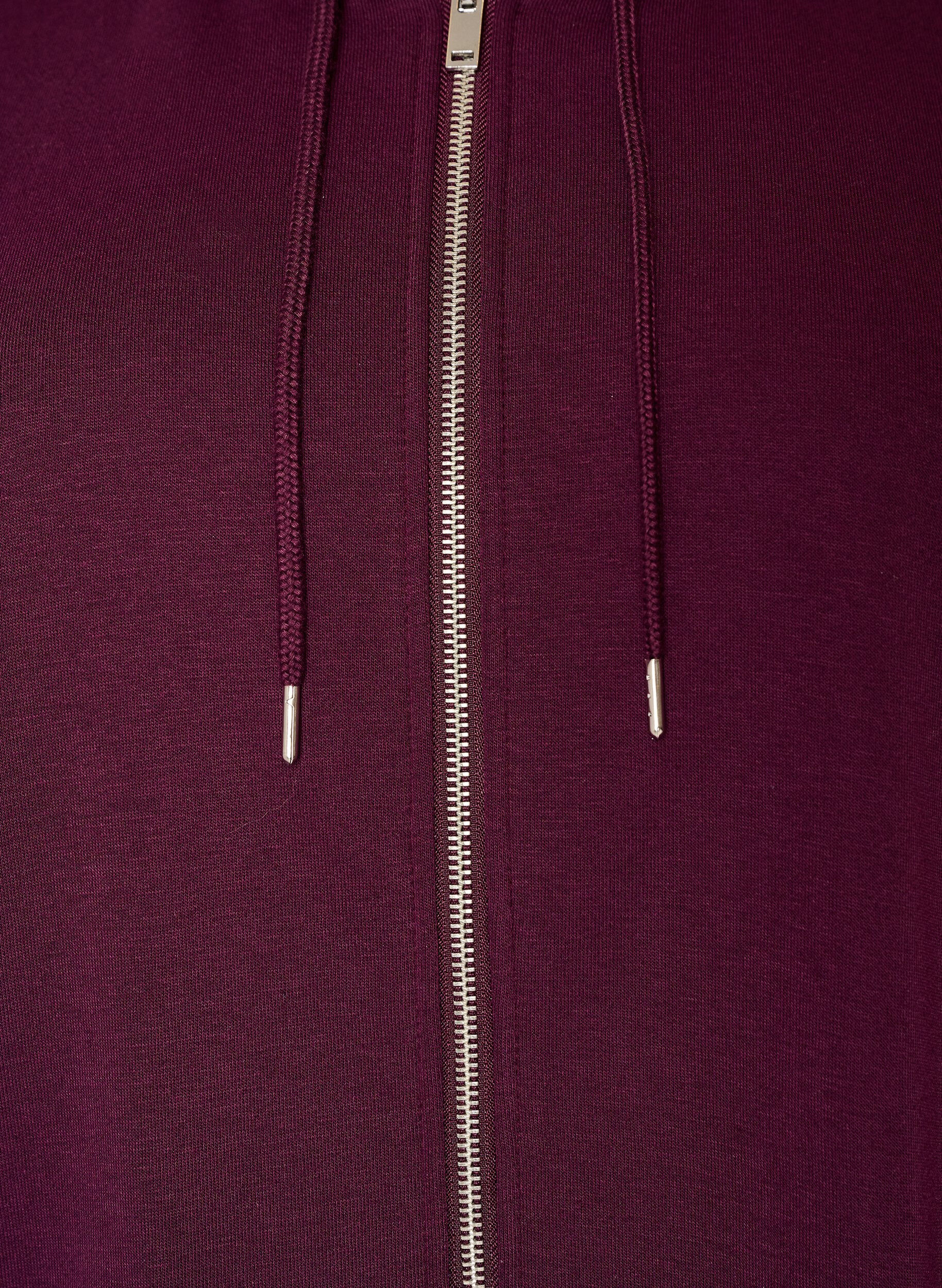 ZizziSweat &agrave; capuche long avec zip et poches, Violet, Packshot image number 2