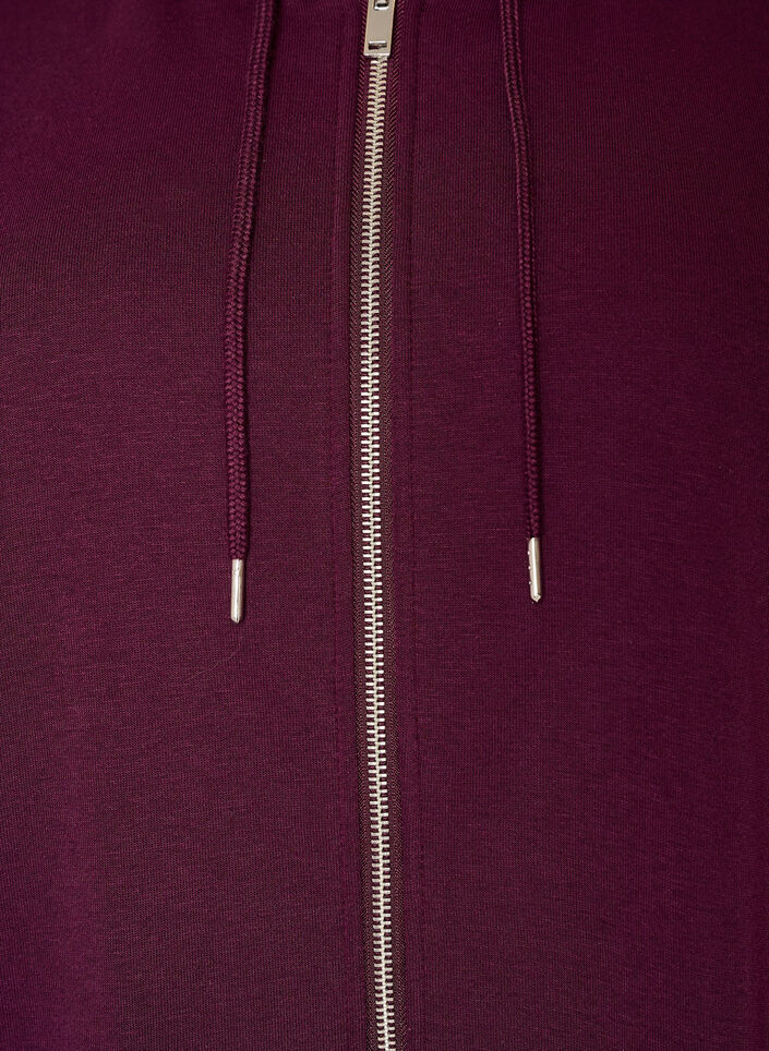 Sweat &agrave; capuche long avec zip et poches, Violet, Packshot image number 2