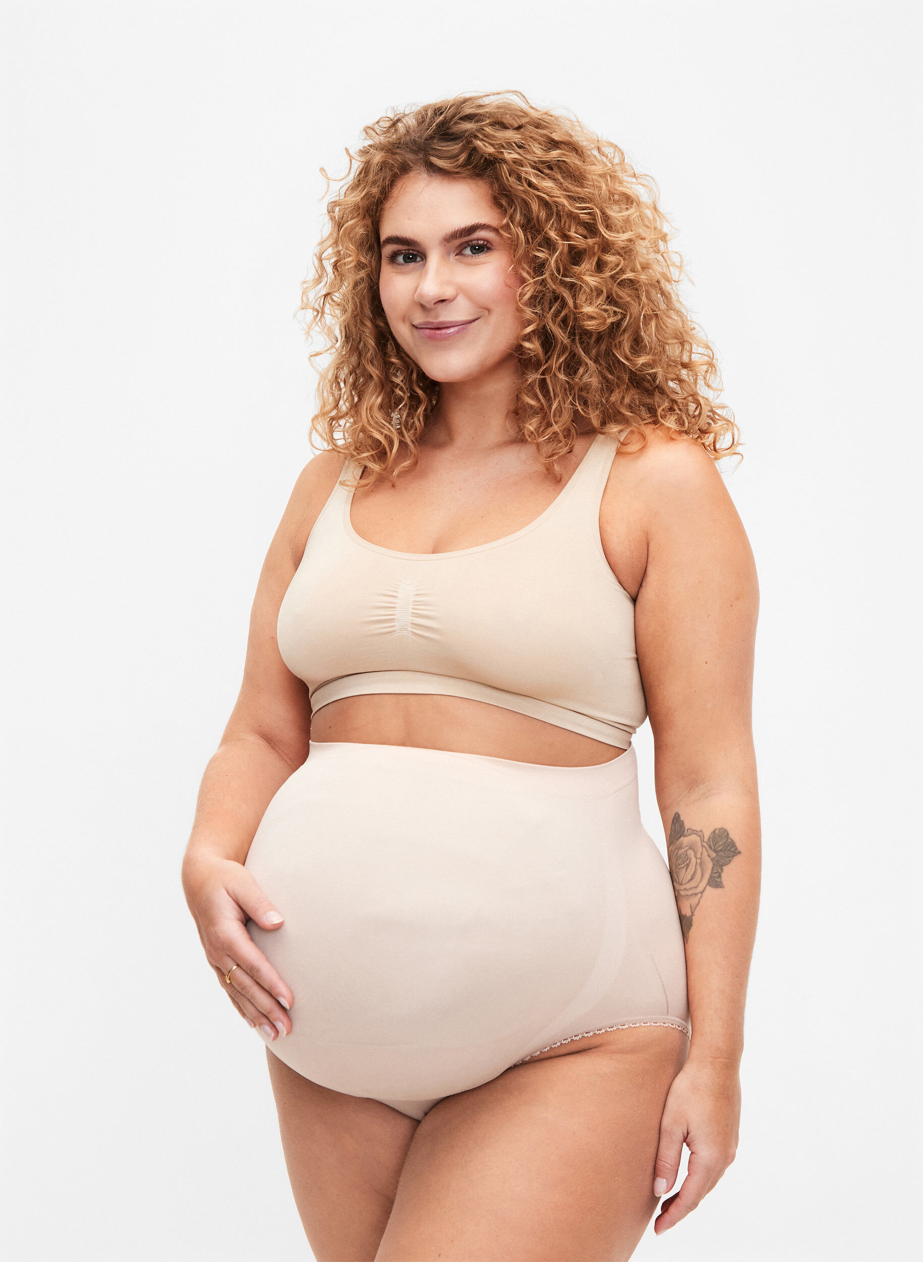 Zizzi Culottes de maternit&eacute; sans coutures, Beige, Model image number 0