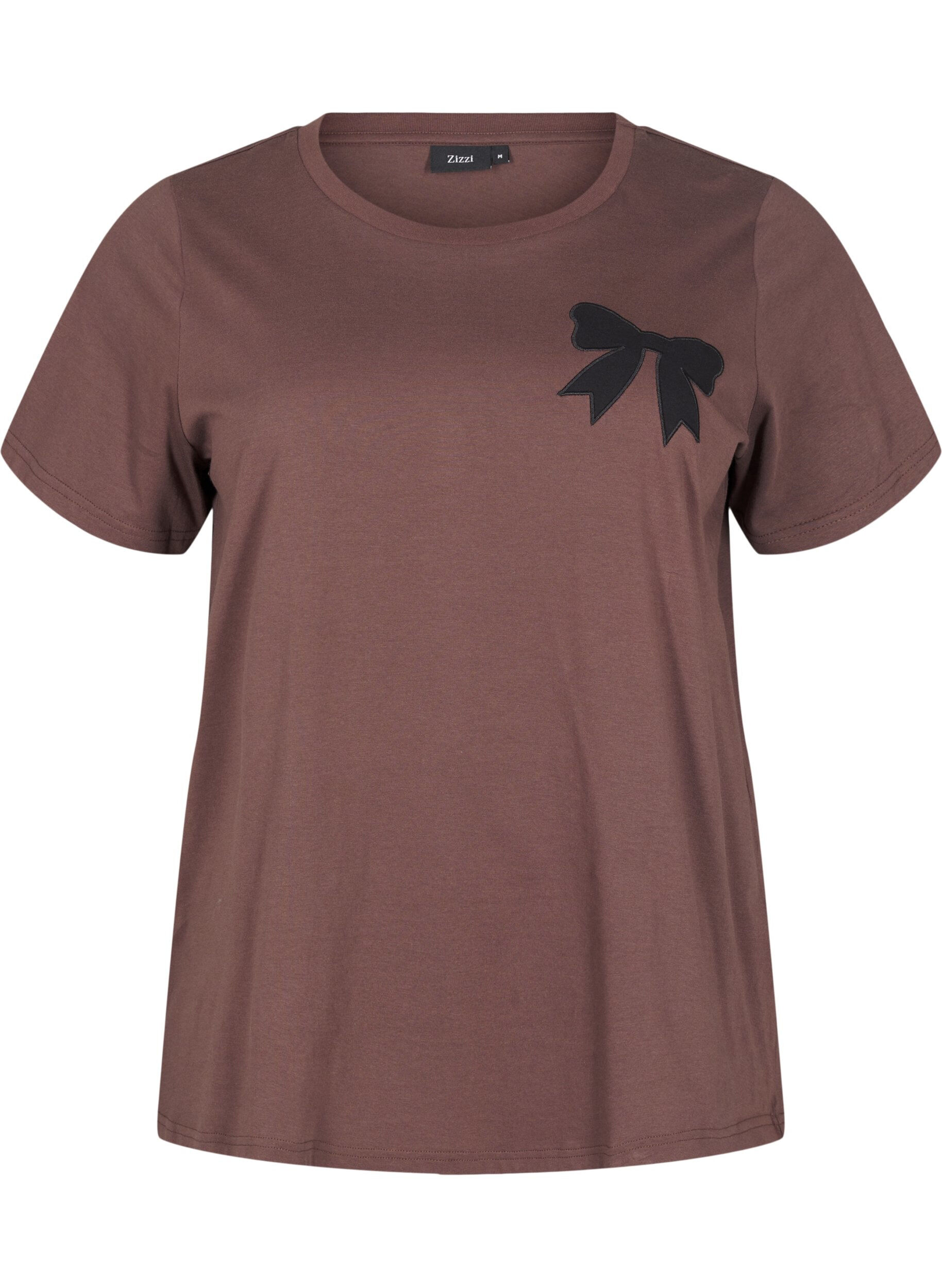 Zizzi T-Shirt aus Baumwolle mit Schleife, C. Martini W. Black, Packshot image number 0