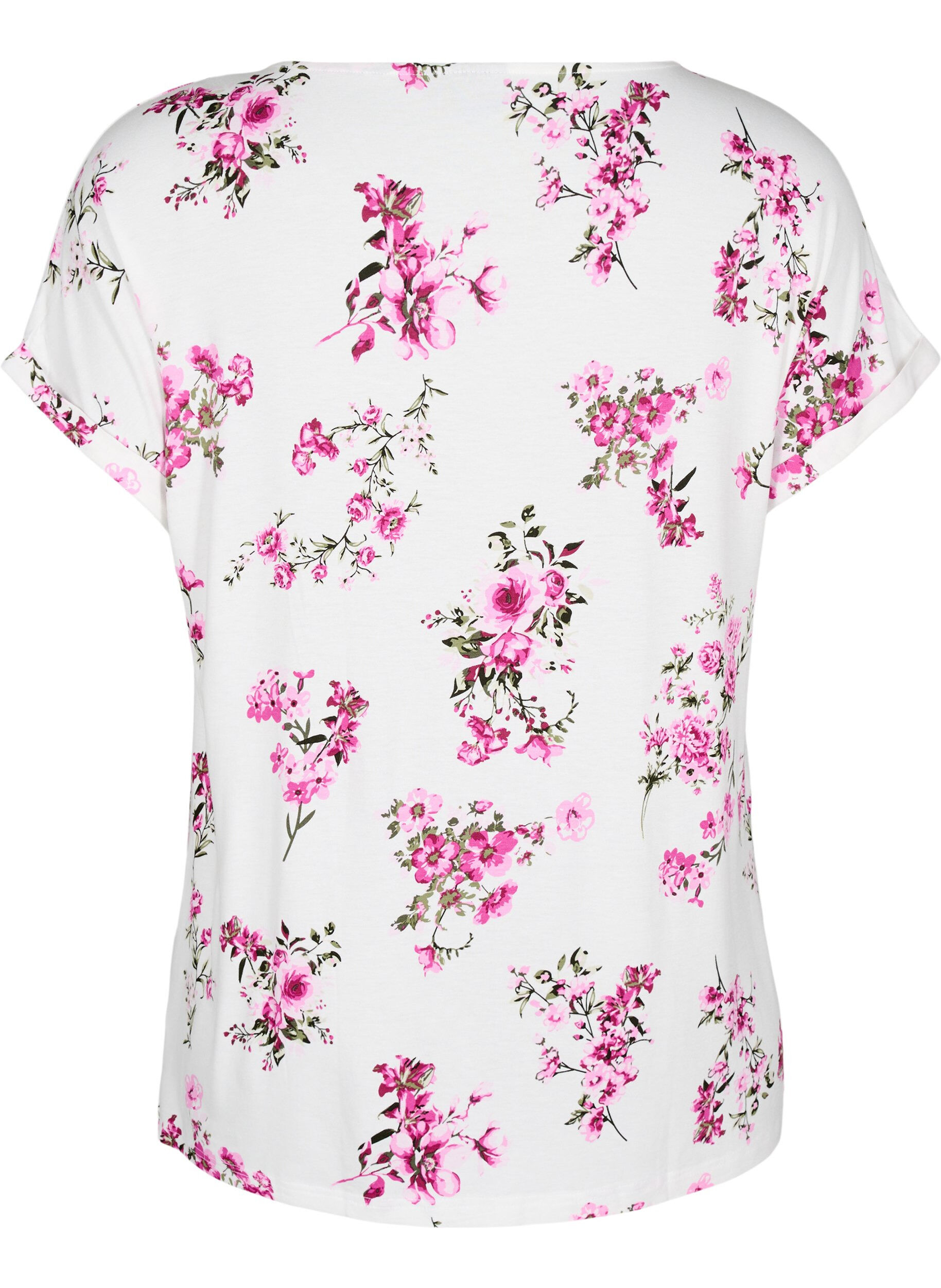 Zizzi T-Shirt mit floralem Print, Pink, Packshot image number 1