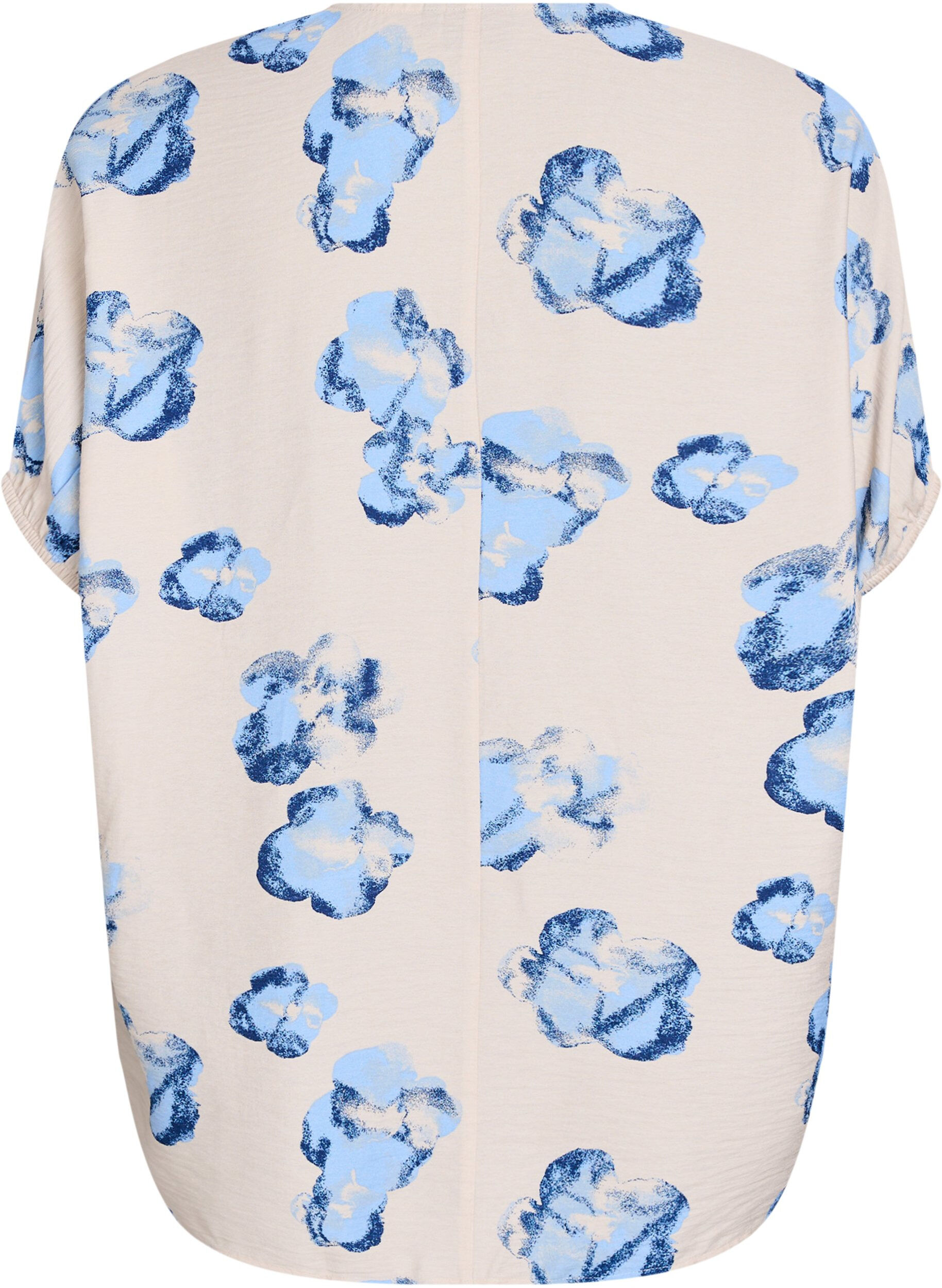Zizzi Lockere Bluse mit Print und V-Ausschnitt, Wei&szlig;, Packshot image number 1