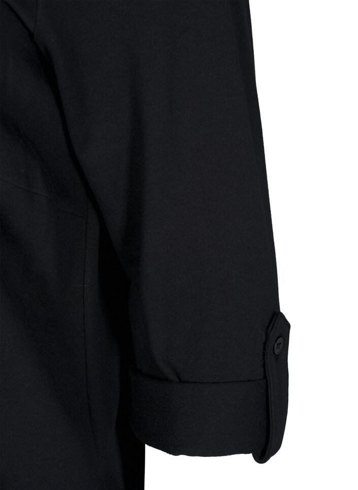 Baumwollkleid mit Ballon-Passform, Schwarz, Packshot image number 3