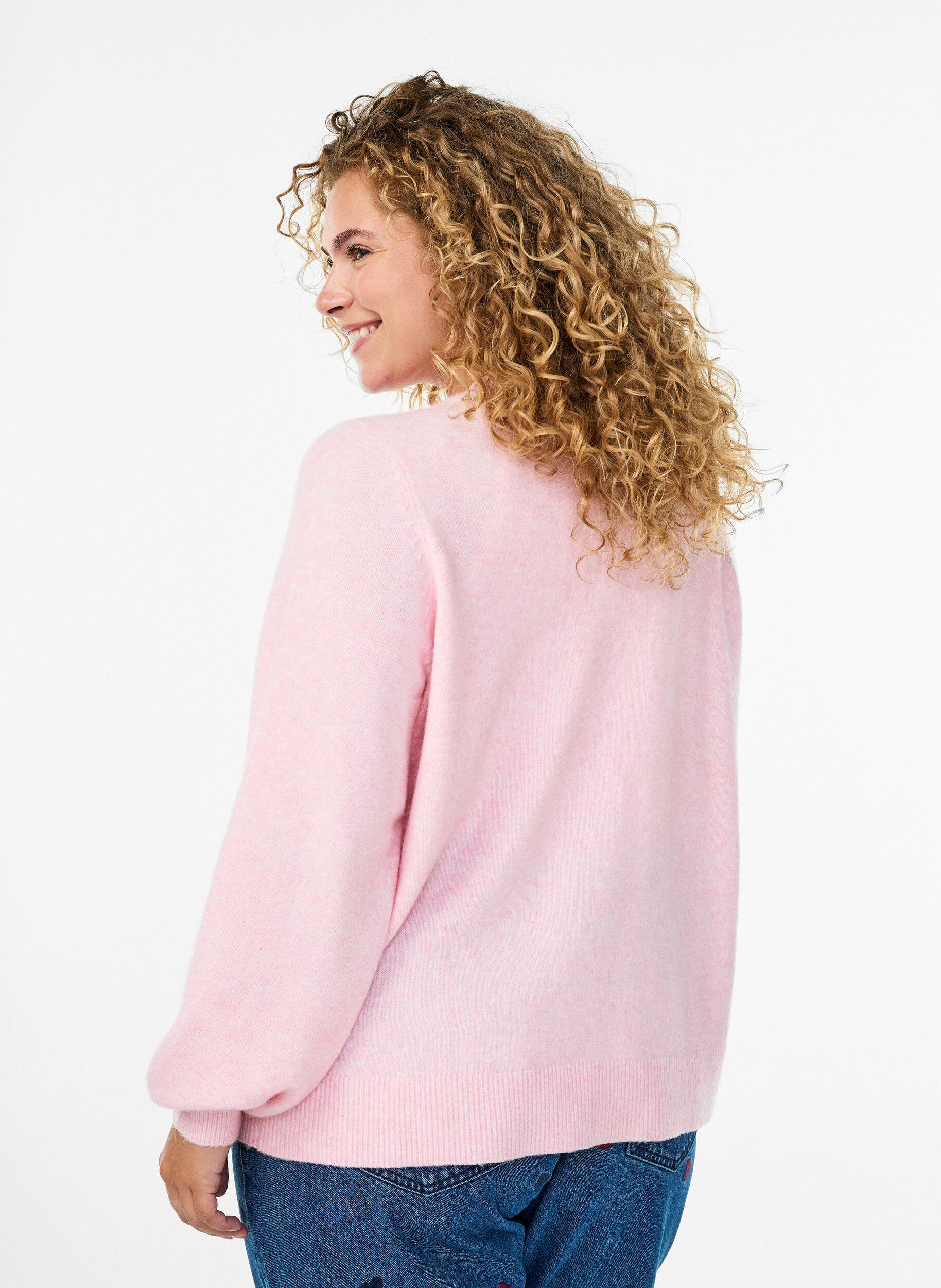 Zizzi Cardigan aus weichem Strick mit goldfarbenen Kn&ouml;pfen, Rot, Model image number 2