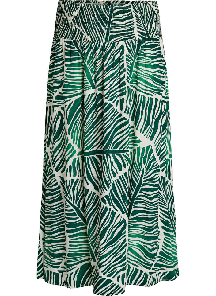 Jupe longue en viscose avec smocks, Vert, Packshot image number 0