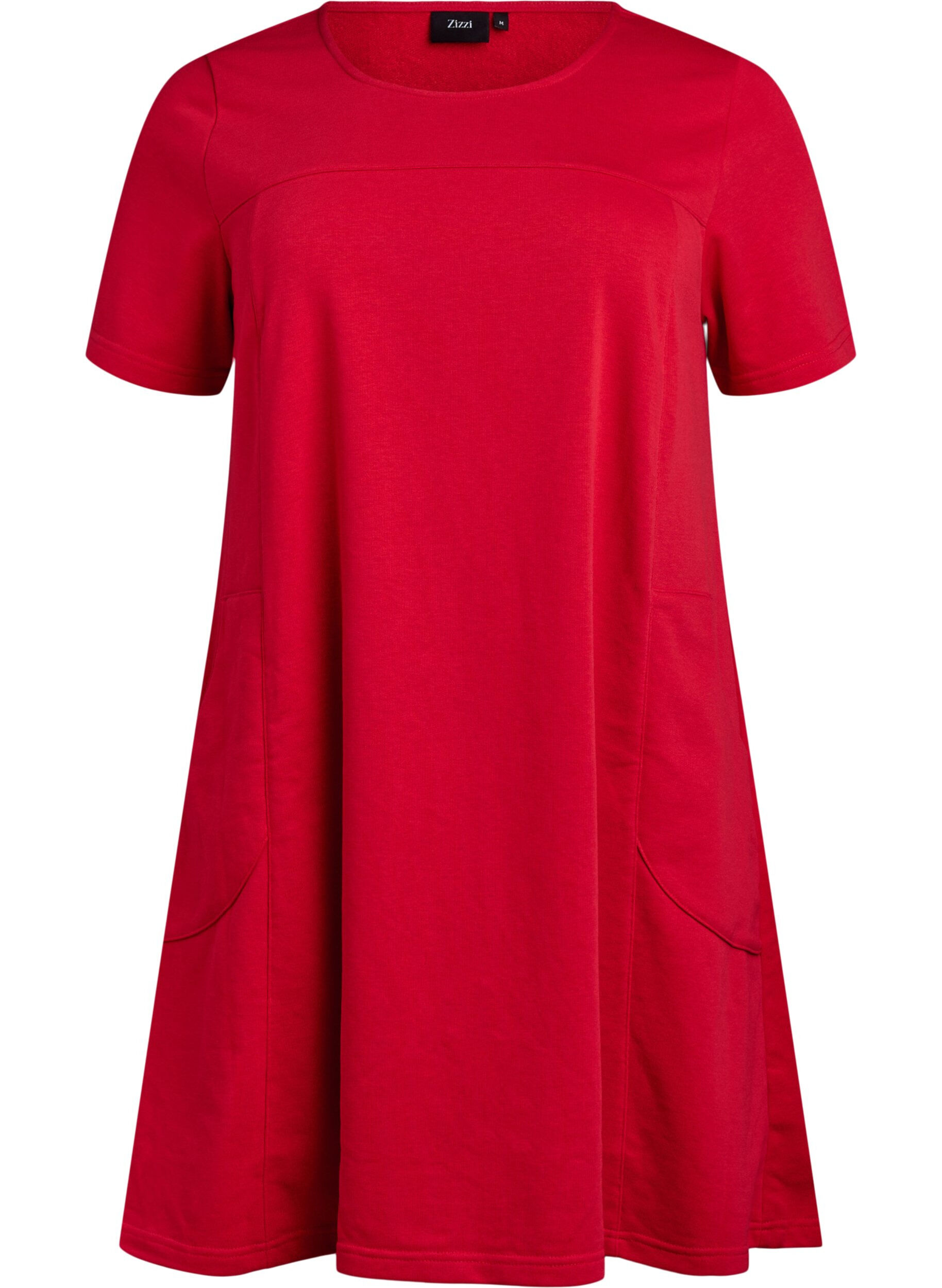 Zizzi Robe en jersey &agrave; manches courtes et poches, Rouge, Packshot image number 0