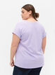 T-shirt &agrave; manches courtes en coton m&eacute;lang&eacute;, Violet, Model image number 2